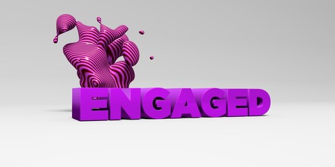 ENGAGED -  color type on white studiobackground with design element - 3D rendered royalty free stock picture. This image can be used for an online website banner ad or a print postcard.