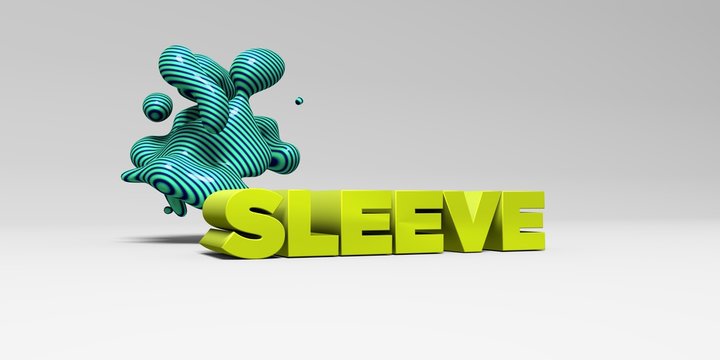 SLEEVE -  color type on white studiobackground with design element - 3D rendered royalty free stock picture. This image can be used for an online website banner ad or a print postcard.