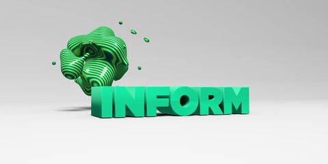 INFORM -  color type on white studiobackground with design element - 3D rendered royalty free stock picture. This image can be used for an online website banner ad or a print postcard.