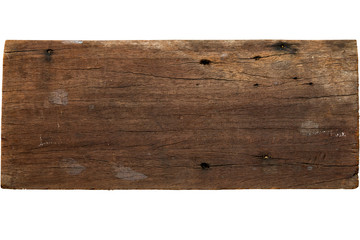 Plank of old wood isolated on white background