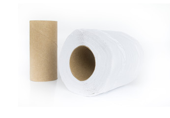 Tissue paper or Toilet paper with empty brown roll