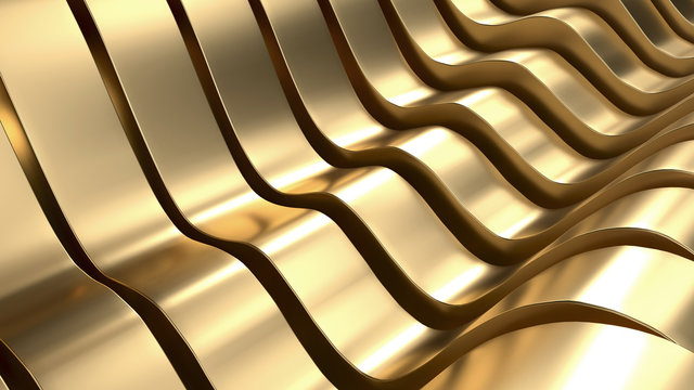 Luxury Gold Wave Abstract Background 3D Rendering © ZAZEN