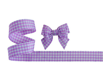 Purple ribbon with a bow isolated on a white background