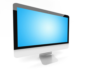 Modern metallic computer on white background 3D rendering