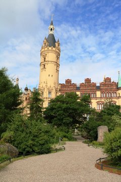 Path to Schwerin Castle through public Burggarten, Mecklenburg Vorpommern Germany