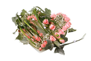 bouquet flowers in heart-shaped gift for Valentine's Day holiday