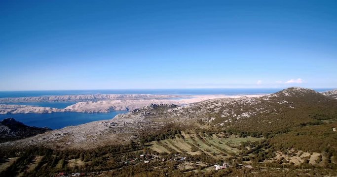 Aerial, Hills, Landscape And Bay At Karlobag, Croatia - Graded and stabilized version..Watch also for the native material, straight out of the camera.