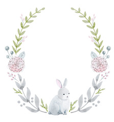 Hand drawn watercolor wreath