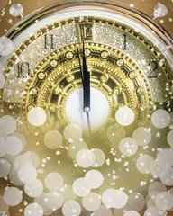 New Year's at midnight time, Luxury gold clock countdown to new
