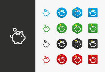 Piggy bank icon variations