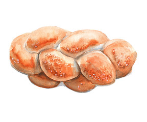 Bread butter. Insulated. Watercolor illustration. Sketch.