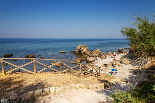 Strand Calafuria Ligurisches Meer