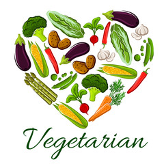 I love vegetarian life symbol of heart vegetables