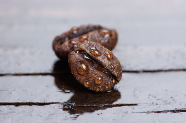 macro of coffee beans