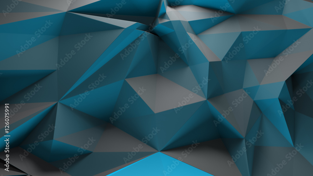 Poster 3d rendering triangular background. spike and sharp forms. deformation of triangulate surface. abstr