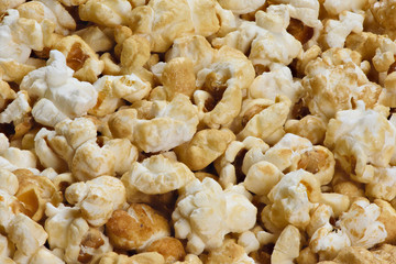 macro of popcorn background top view