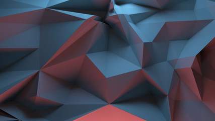 3d rendering triangular background. Spike and sharp forms. Deformation of triangulate surface. Abstract displacement fractured plane.