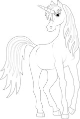 cartoon fairy unicorn, coloring page