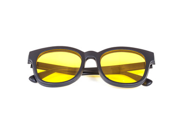Black sunglasses isolated on white background.