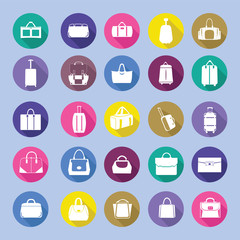 Bags silhouettes icon set,