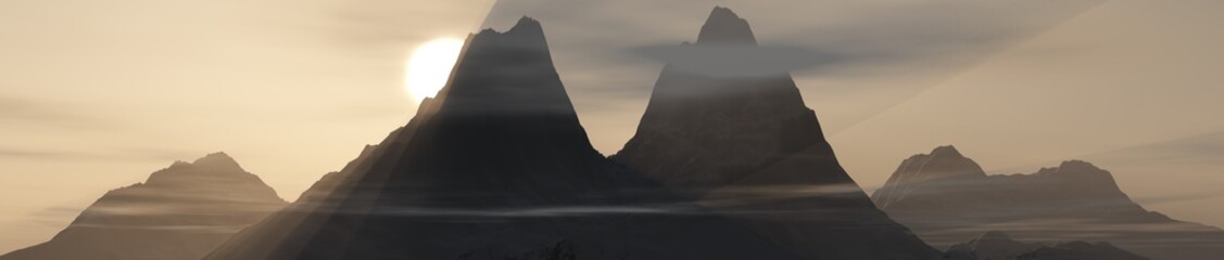 Obraz premium panorama of snowy peaks. Mountain landscape. 