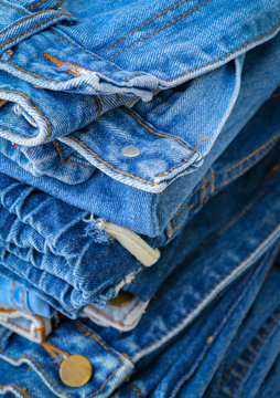 Group of denim jeans