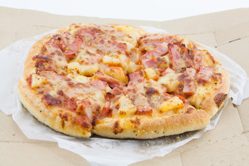 Delicious pizza with cheese.