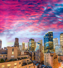 Aerial view of Midtown Manhattan, New York CIty at dusk