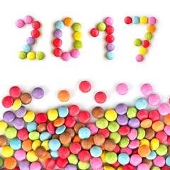 2017 colorful candies  isolated on white background