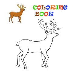 Deer Santa Claus. Coloring for kids