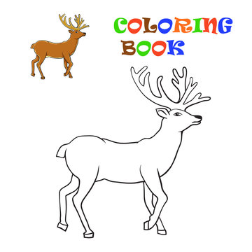 Deer Santa Claus. Coloring for kids