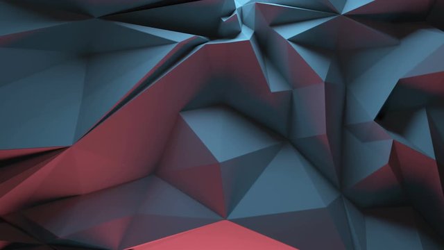 3d rendering triangular background. Spike and sharp forms. Deformation of triangulate surface. Abstract displacement fractured plane. Loopable sequence.