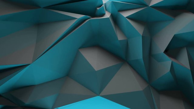 3d rendering triangular background. Spike and sharp forms. Deformation of triangulate surface. Abstract displacement fractured plane. Loopable sequence.