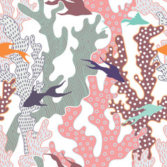 Colorful corals seamless pattern