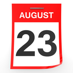 August 23. Calendar on white background.