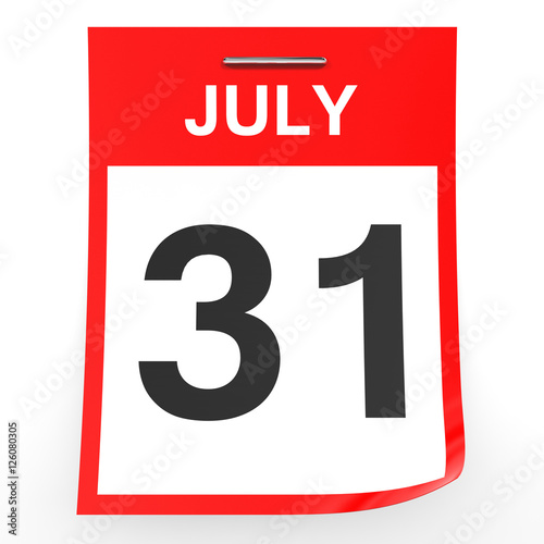 "July 31. Calendar on white background." Stock photo and royaltyfree