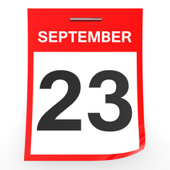 September 23. Calendar on white background.