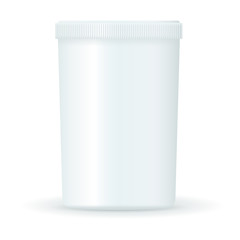 White medical bottle. Pills container