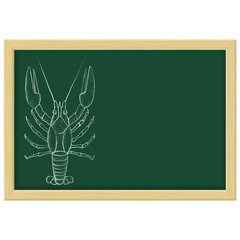Lobster sketch. Chalk on green blackboard