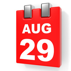 August 29. Calendar on white background.