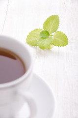 Black tea with mint. Highest class tea.