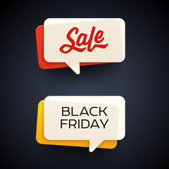 Black Friday Sale vector banner set.