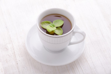 Black tea with mint. Highest class tea.