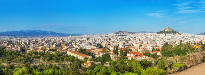 Fototapeta premium View towards the Mount Lycabettus in Athens, panorama
