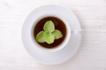 Black tea with mint. Highest class tea.