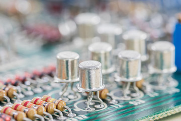 Condensers and Resistor assembly on the circuit board