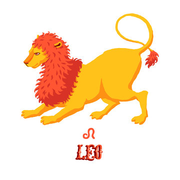 Astrological zodiac sign Leo or Lion. Part of a set of horoscope signs. Isolated vector illustration on white background.