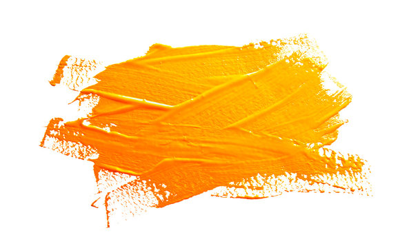 Yellow Ochre Strokes Of The Paint Brush Isolated