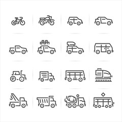 Transportation and Vehicles Icons with White Background
