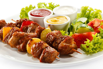Kebabs - grilled meat and vegetables 